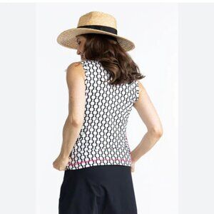 NWOT Kinona Women's sleeveless Golf top- Bogey Round-Spiral Floral size small